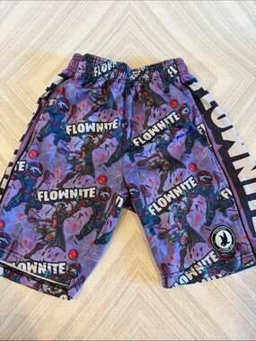 Flow Society Flownite Boys Medium Purple Gaming Graphic Athletic Shorts